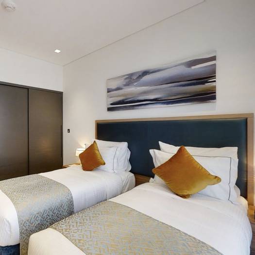 شقة ديلوكس من غرفتي نوم (سرير مزدوج كبير + سرير منفصل) شقق سها مينا راشد الفندقية دبي